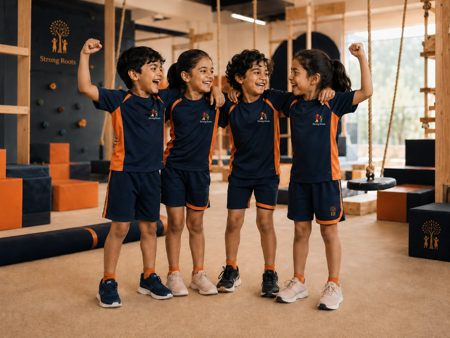 Children celebrating teamwork and friendship